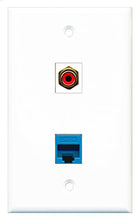 Load image into Gallery viewer, RiteAV - 1 Port RCA Red 1 Port Cat5e Ethernet Blue Wall Plate - Bracket Included
