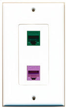 Load image into Gallery viewer, RiteAV - 1 Port Cat6 Ethernet Green 1 Port Cat6 Ethernet Purple Decorative Wall Plate - Bracket Included
