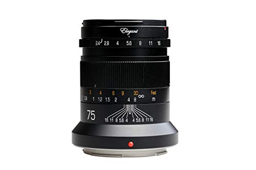 KIPON Elegant 75mm F2.4 Full Frame Lenses for Canon EOS R Mount Mirorless Camera (Black)