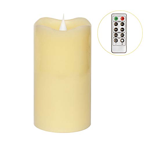 3D Moving Flame Led Candle With Timer, Pillar Flamless Candle for Christmas Decoration, 3x5 Inch, Ivory