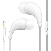NEM Universal in-Ear Earbuds Headphones Sweatproof Stereo Bass with Microphone/Playback Control, for iPhone, iPod, iPad, Samsung, Huawei, LG, Android Smartphone, Tablets, MP3 Players (White)