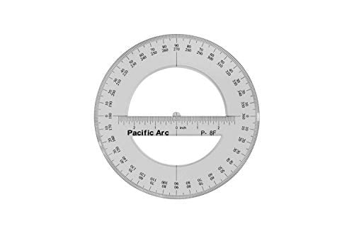 Pacific Arc's 8 Inch 360 Degree Plastic Circular Protractor Clear
