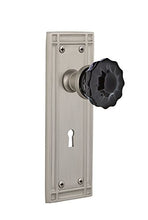 Load image into Gallery viewer, Nostalgic Warehouse 727147 Mission Plate with Keyhole Double Dummy Crystal Black Glass Door Knob in Satin Nickel

