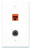 RiteAV - 1 Port 3.5mm 1 Port Cat5e Ethernet Orange Wall Plate - Bracket Included