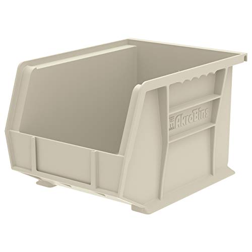 Akro-Mils - 30239STONE 30239 AkroBins Plastic Storage Bin Hanging Stacking Containers, (11-Inch x 8-Inch x 7-Inch), Stone, (6-Pack)