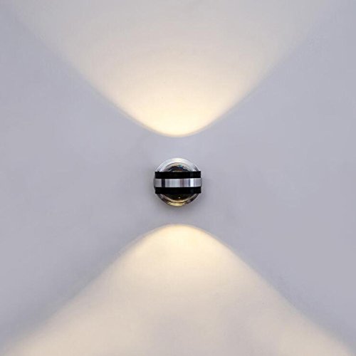 BRILLRAYDO 6W Warm White LED Indoor Wall Mounted Decorative K9 Crystal Light Up/Down Lamp Silver