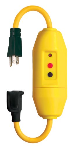 Tower Manufacturing 30438018-08 Auto-Reset 15 AMP Inline GFCI Single Tap Cord, 18 Inches, Yellow
