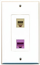 Load image into Gallery viewer, RiteAV - 1 Port Phone Beige 1 Port Cat6 Ethernet Purple Decorative Wall Plate - Bracket Included
