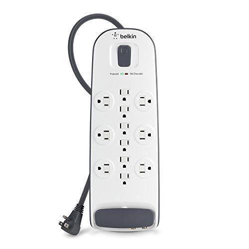 Belkin 12-Outlet Advanced Power Strip Surge Protector with 8-Foot Power Cord and Telephone / Coaxial Protection, 4000 Joules (BV112230-08)