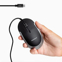 Macally USB Type C Mouse - Slim & Compact Design - USB C Mouse for MacBook Pro iMac PC etc. - Simple 3 Button & Scroll Wheel Layout with DPI Switch - Comfortable Plug & Play Corded Mouse