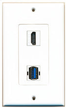 Load image into Gallery viewer, RiteAV - 1 Port HDMI 1 Port USB 3 A-A Decorative Wall Plate - Bracket Included
