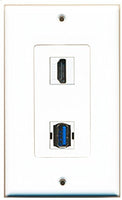 RiteAV - 1 Port HDMI 1 Port USB 3 A-A Decorative Wall Plate - Bracket Included