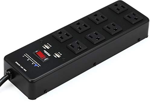 Art Pro Audio PDS8u 8-Outlet Power Strip with 2 USB Outlets & 20' Power Cord, 14AWG