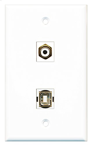 RiteAV - 1 Port RCA White 1 Port USB B-B Wall Plate - Bracket Included