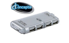 Load image into Gallery viewer, I-Concepts 4-Port Super Fast Mini USB 2.0 Hub with Retractable, Storable USB Plug and Cable
