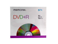 Memorex 16x  4.7GB 120min DVD+R Media 5pack