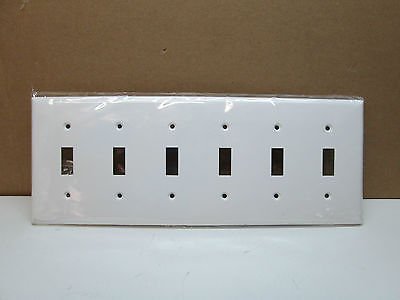 Premier Electrical Products White 6-Gang Toggle Switch Wall Plate Wallplate Cover w/Screws