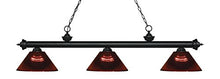 Load image into Gallery viewer, Z-Lite 200-3MB-ARBG Riviera - 3 Light Island/Billiard in Billiard Style - 14.25 Inches Wide by 14.25 Inches High, Finish Color: Matte Black, Glass Color: Burgundy
