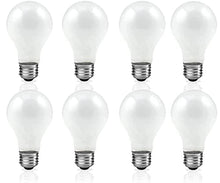 Load image into Gallery viewer, Circle (Pack of 8) Incandescent 60 Watt A19 Light Bulb: Frosted Standard Household E26 Medium Base Rough Service Light Bulbs

