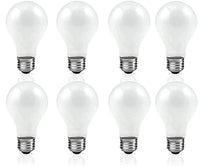 Circle (Pack of 8) Incandescent 60 Watt A19 Light Bulb: Frosted Standard Household E26 Medium Base Rough Service Light Bulbs