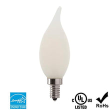Load image into Gallery viewer, LED 6W Flame Tip Frosted Filament Chandelier Light Bulb, 60W Equivalent, 500 Lumens, 3000K Soft White, Dimmable, 120V, E12 Candelabra Base, Energy Star, (2 Pack)
