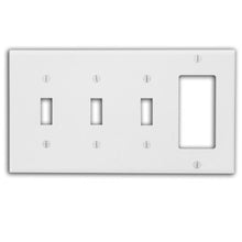 Load image into Gallery viewer, Leviton P326-W 4-Gang 3-Toggle 1-Decora/GFCI Device Combination Wallplate, White
