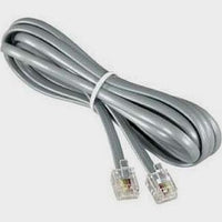 Telephone Line Cord 7 Ft Silver Satin 4 Conductor Telephone Patch Cord with RJ11 connectors