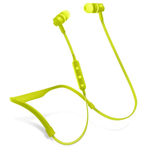 HyperGear Flex 2 Sport Bluetooth Wireless Earphones. Hands-Free Music & Calls + Removable Neckband & Sweat-Proof for at The Gym, Cycling, Running &Walking (Yellow)