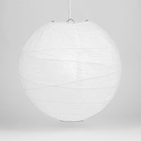 Cultural Intrigue Luna Bazaar Premium Paper Lantern Lamp Shade (10-Inch, Free-Style Ribbed, Perfect White) - Chinese/Japanese Hanging Decoration - for Parties, Weddings, and Homes