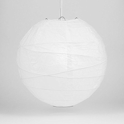 Cultural Intrigue Luna Bazaar Premium Paper Lantern Lamp Shade (10-Inch, Free-Style Ribbed, Perfect White) - Chinese/Japanese Hanging Decoration - for Parties, Weddings, and Homes