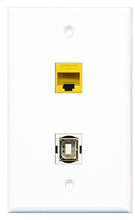 Load image into Gallery viewer, RiteAV - 1 Port Cat5e Ethernet Yellow 1 Port USB B-B Wall Plate - Bracket Included
