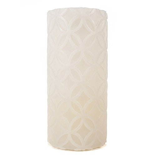 Hand-Crafted Unscented Carved Flameless LED Medallion Pillar Candle