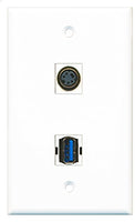 RiteAV - 1 Port S-Video 1 Port USB 3 A-A Wall Plate - Bracket Included