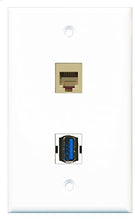 Load image into Gallery viewer, RiteAV - 1 Port Phone Beige 1 Port USB 3 A-A Wall Plate - Bracket Included

