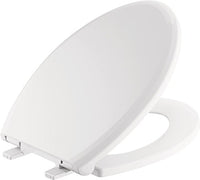 Delta Faucet 810902-WH Sanborne Elongated Standard Close Toilet Seat with Non-slip Seat Bumpers, White