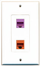 Load image into Gallery viewer, RiteAV - 1 Port Cat6 Ethernet Orange 1 Port Cat6 Ethernet Purple Decorative Wall Plate - Bracket Included

