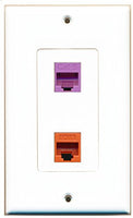 RiteAV - 1 Port Cat6 Ethernet Orange 1 Port Cat6 Ethernet Purple Decorative Wall Plate - Bracket Included