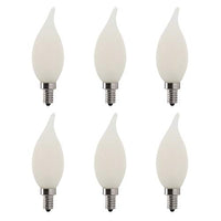 LED 6W Flame Tip Filament Frosted Chandelier Light Bulb, 60W Equivalent, 500 Lumens, 3000K Soft White, Dimmable, 120V, E12 Candelabra Base, Energy Star, (6 Pack)