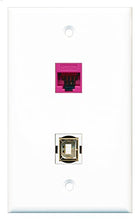 Load image into Gallery viewer, RiteAV - 1 Port Cat5e Ethernet Pink 1 Port USB B-B Wall Plate - Bracket Included
