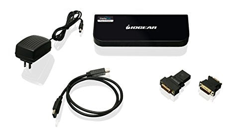 IOGEAR USB 3.0 Universal Docking Station with Dual Video Outputs, HDMI/DVI/VGA, 6 USB Ports, Gigabit Ethernet, Audio, Power Adapter, GUD300