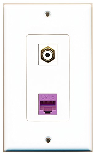 RiteAV - 1 Port RCA White 1 Port Cat6 Ethernet Purple Decorative Wall Plate - Bracket Included