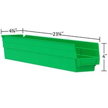 Load image into Gallery viewer, Akro-Mils 30124 Plastic Nesting Shelf Bin Box, (24-Inch x 4-Inch x 4-Inch), Green, (12-Pack)
