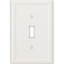 Load image into Gallery viewer, Questech Cornice Insulated Decorative Switch Plate/Wall Plate Cover  Made in the USA (Single Toggle, White)
