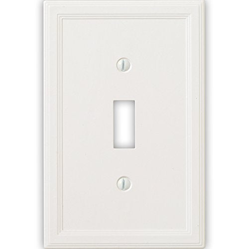 Questech Cornice Insulated Decorative Switch Plate/Wall Plate Cover  Made in the USA (Single Toggle, White)