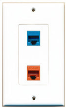 Load image into Gallery viewer, RiteAV - 1 Port Cat6 Ethernet Orange 1 Port Cat6 Ethernet Blue Decorative Wall Plate - Bracket Included
