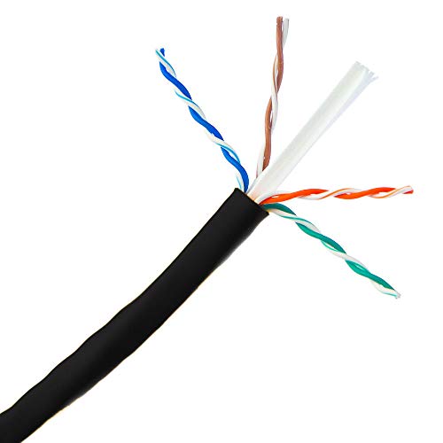 CAT6 1000ft Plenum Black | Plenum Rated Bulk Cable (Black) | by SYSTEC101 | 100% Pure Copper Conductors | 550MHZ UNSHIELDED | 23AWG, UTP, 4 Pairs | Solid Bare Copper | 1000ft | Black ETHERNET Cable