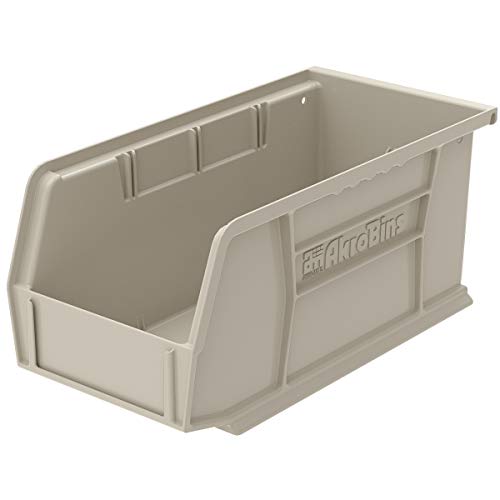 Akro-Mils 30230 AkroBins Plastic Storage Bin Hanging Stacking Containers, (11-Inch x 5-Inch x 5-Inch), Stone, (12-Pack)
