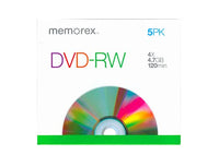 Memorex 4x DVD-RW Media (5 Pack)
