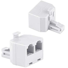 Load image into Gallery viewer, Uvital RJ11 Duplex Wall Jack Adapter Dual Phone Line Splitter Wall Jack Plug 1 to 2 Modular Converter Adapter for Office Home ADSL DSL Fax Model Cordless Phone System, White(2 Packs)
