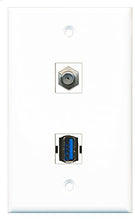 Load image into Gallery viewer, RiteAV - 1 Port Coax Cable TV- F-Type 1 Port USB 3 A-A Wall Plate - Bracket Included
